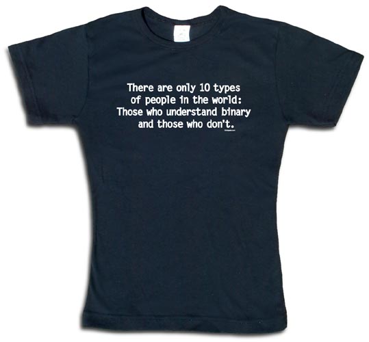 There are only 10 types of people in the world: those who understand binary and those who don't.